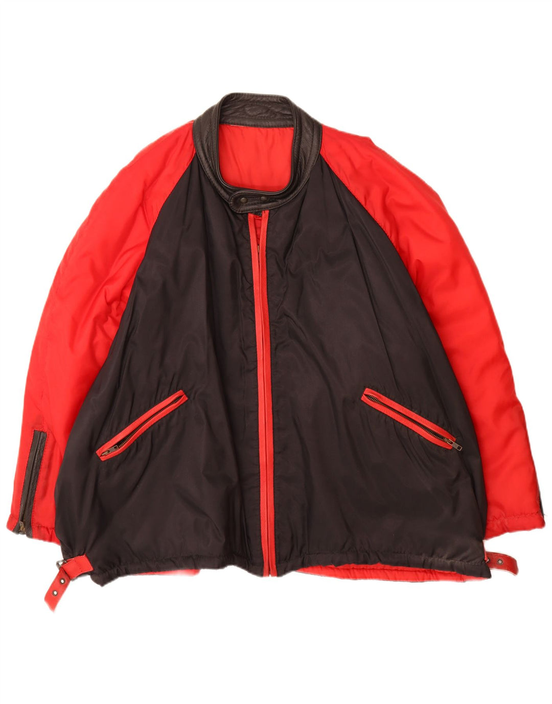 Vintage Bomber Jacket til mænd UK 42 XL Rød Colourblock Polyamid