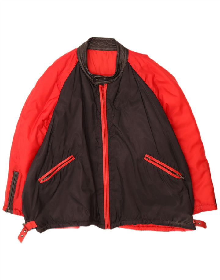Vintage Bomber Jacket til mænd UK 42 XL Rød Colourblock Polyamid