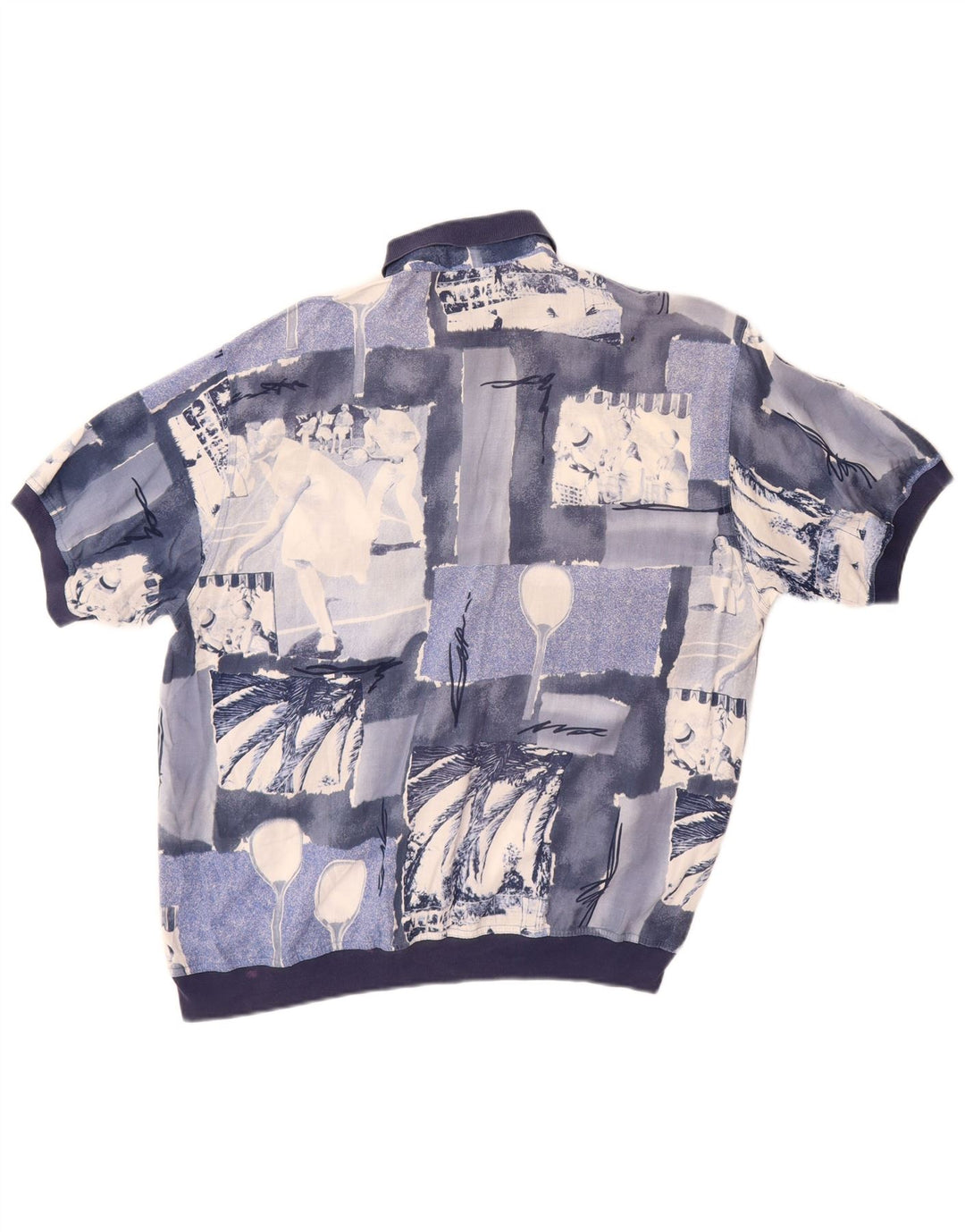 MANGO kortærmet trøje til mænd Stor blå patchwork