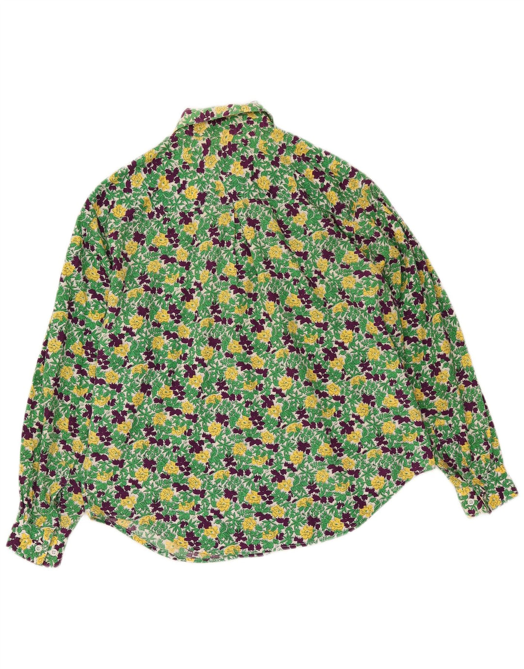 John Henry Dame Oversized Shirt US 12 Large Green Floral Cotton