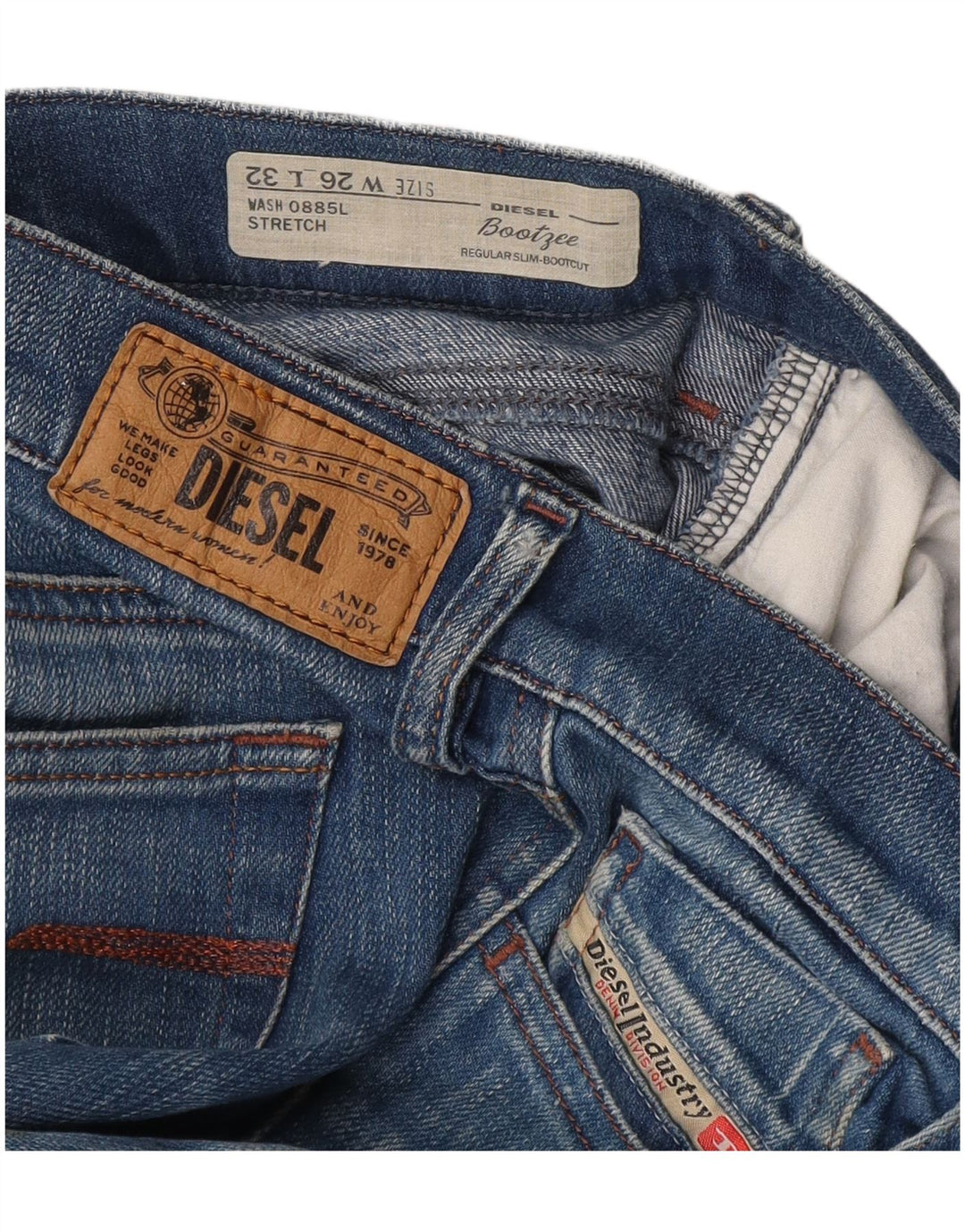 Diesel Womens Bootzee Regular Slim Bootcut Jeans W26 L32 Blue Cotton