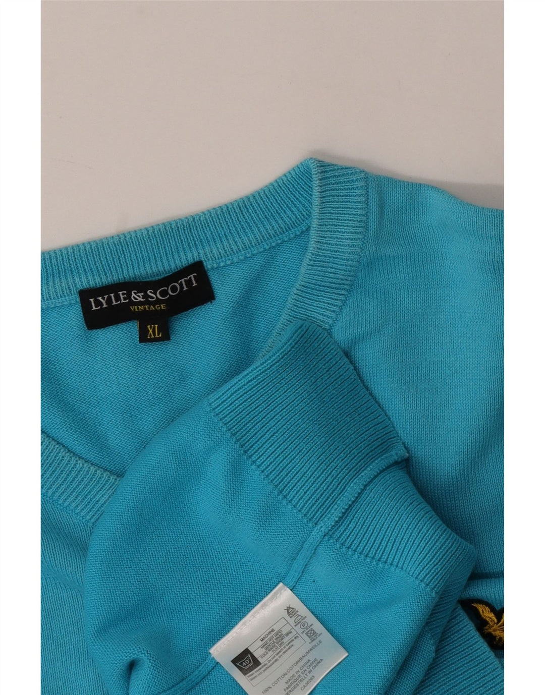 Lyle & Scott Herre V-hals sweater XL Blå Bomuld