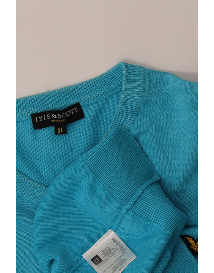 Lyle & Scott Herre V-hals sweater XL Blå Bomuld