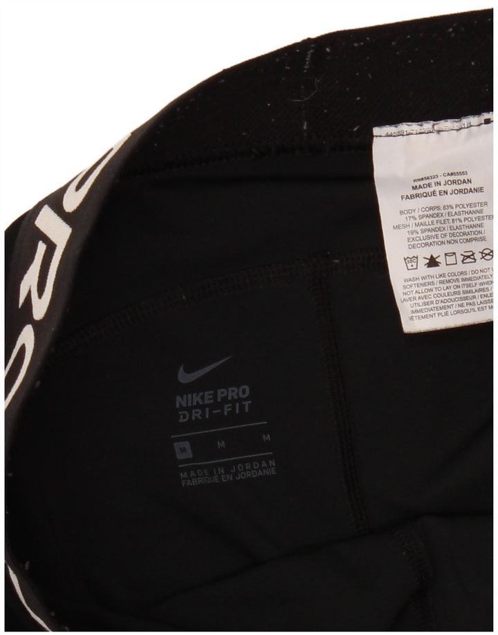 NIKE Dame Dri Fit Grafiske Capri Leggings UK 12 Medium Sort Polyester