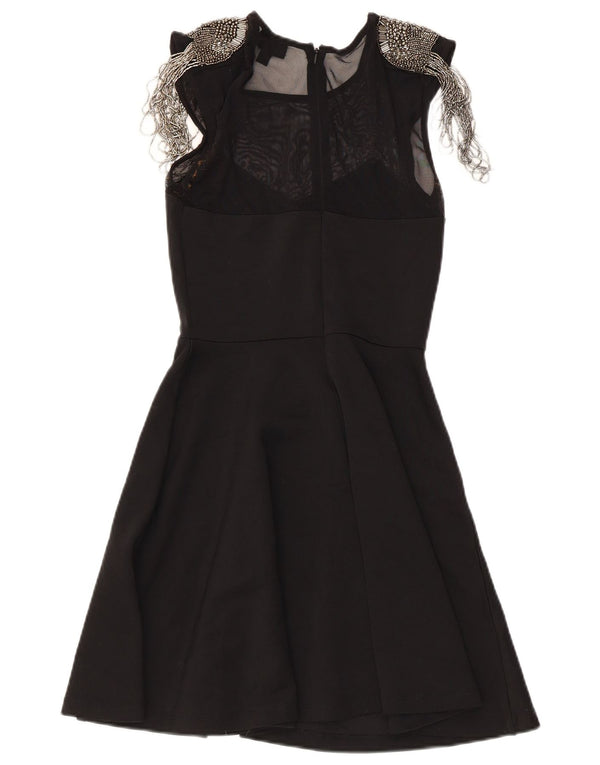 Topshop Dame Ærmeløs A-Line Kjole UK 6 XS Sort Polyester