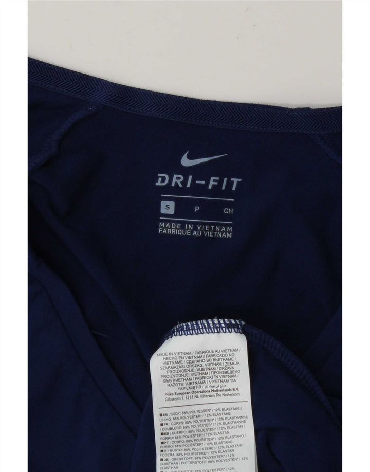 Nike Dame Dri Fit Top Langærmet UK 10 Small Navy Blue Polyester