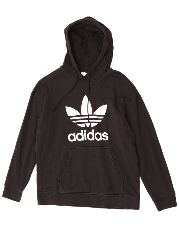 Adidas Graphic Hoodie Jumper UK 16 Large Black Bomuld