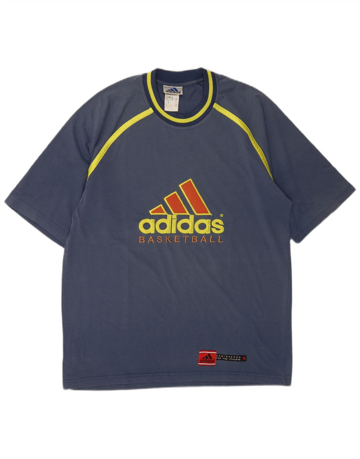 Adidas Herre grafisk T-shirt Top Medium Marineblå Bomuld