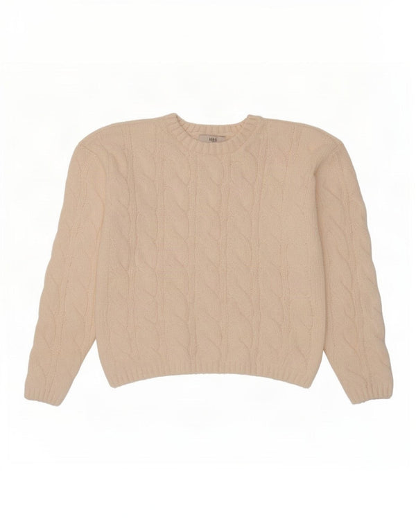 Marks & Spencer Dame Crop Crew Neck Jumper Sweater UK 6 XS Off White