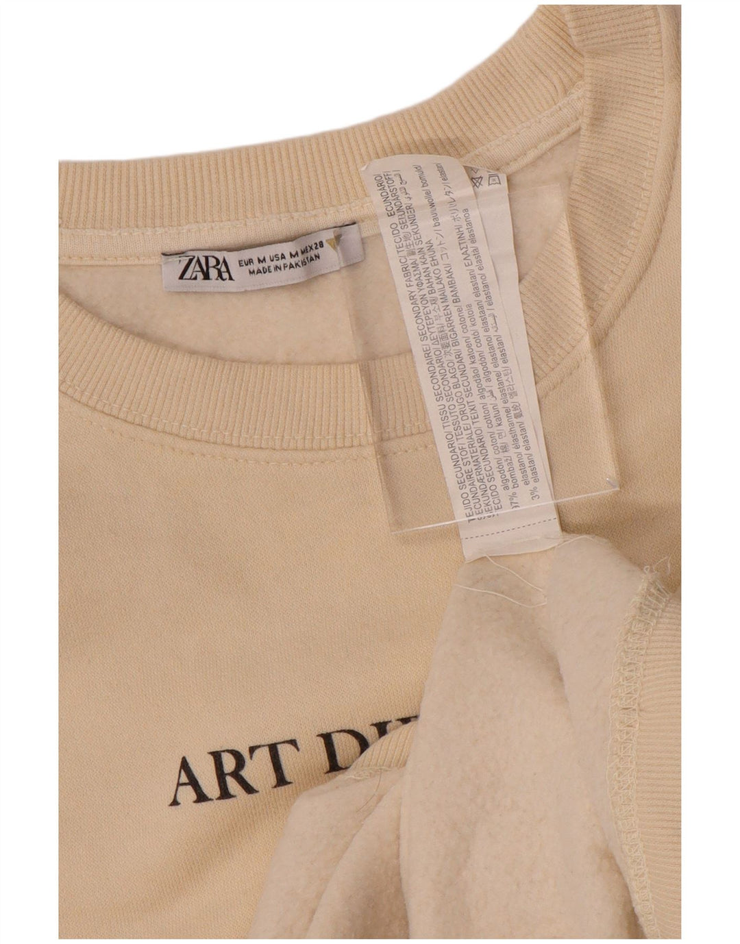 Zara Graphic Sweatshirt Jumper UK 14 Medium Off White Bomuld
