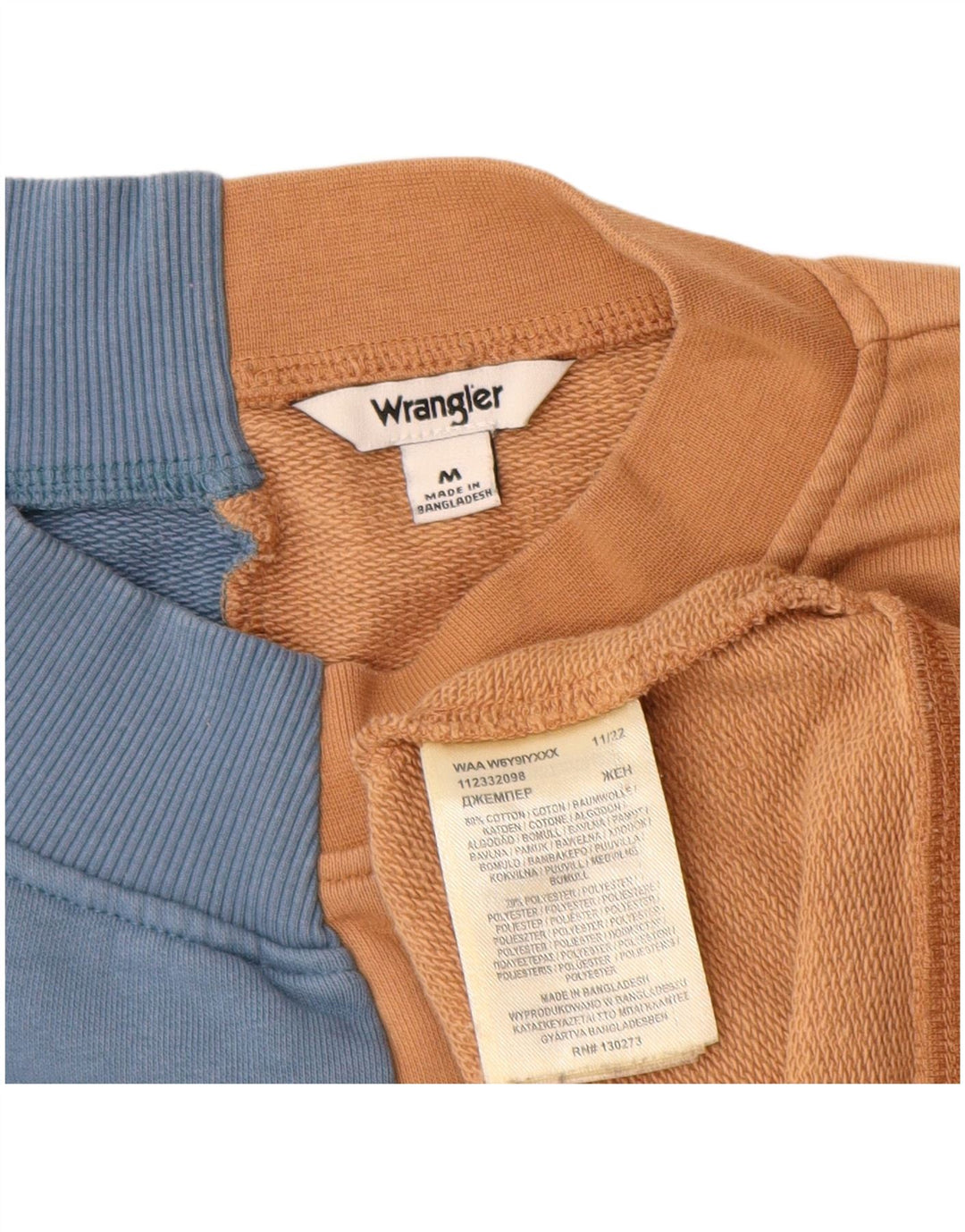Wrangler Herre grafisk sweatshirt Jumper Medium Blue Colourblock Bomuld