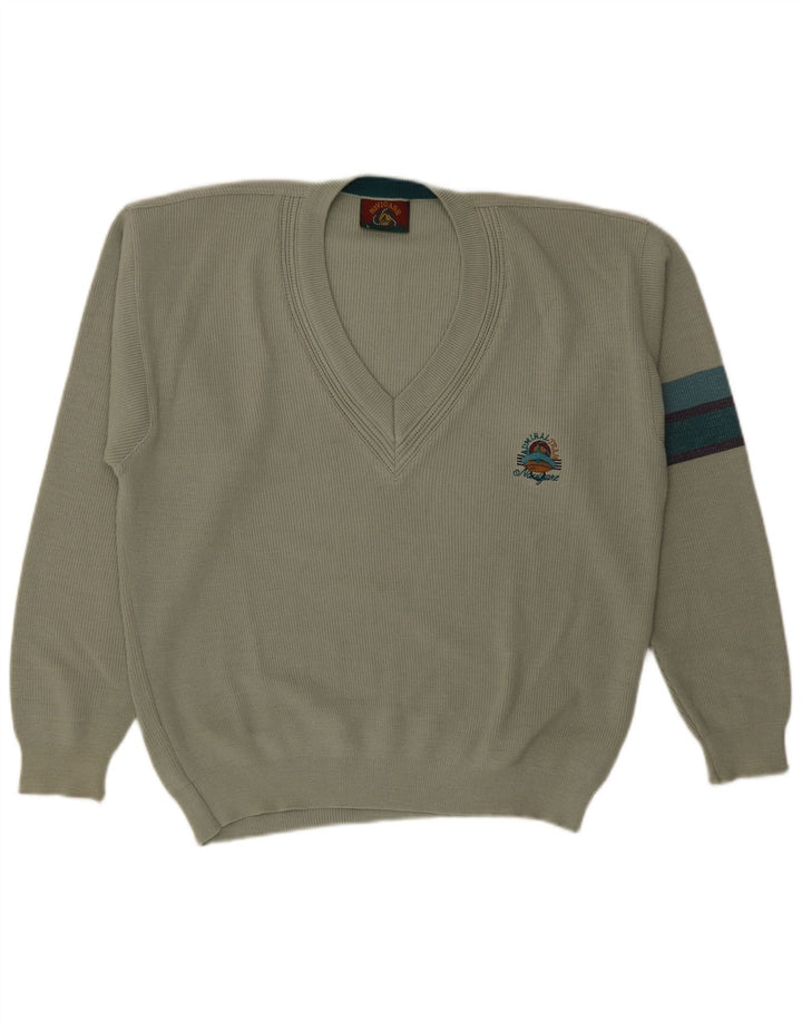 Navigare Herre V-hals sweater Stor grøn uld