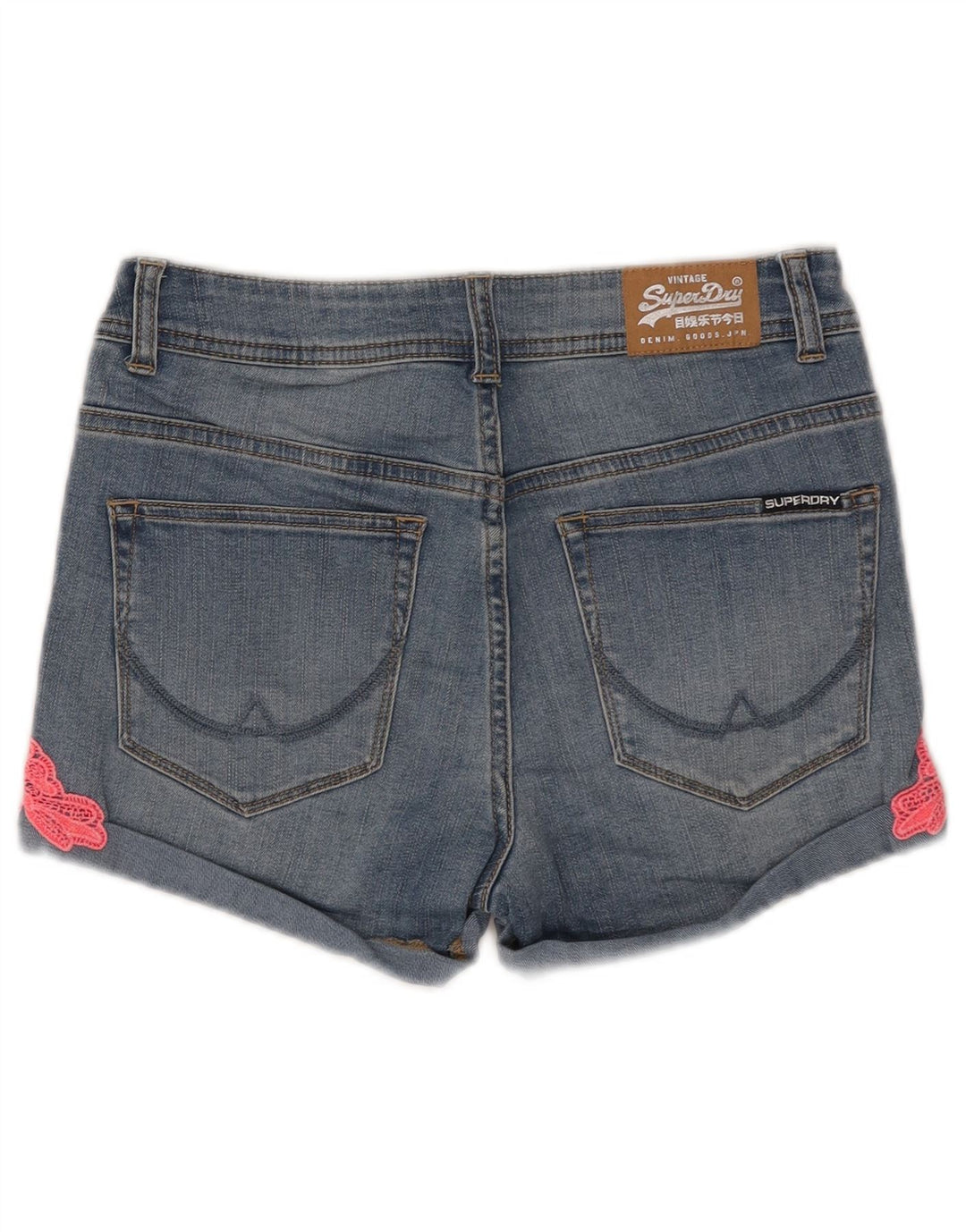 SUPERDRY denimshorts til kvinder W28 Mellemblå bomuld