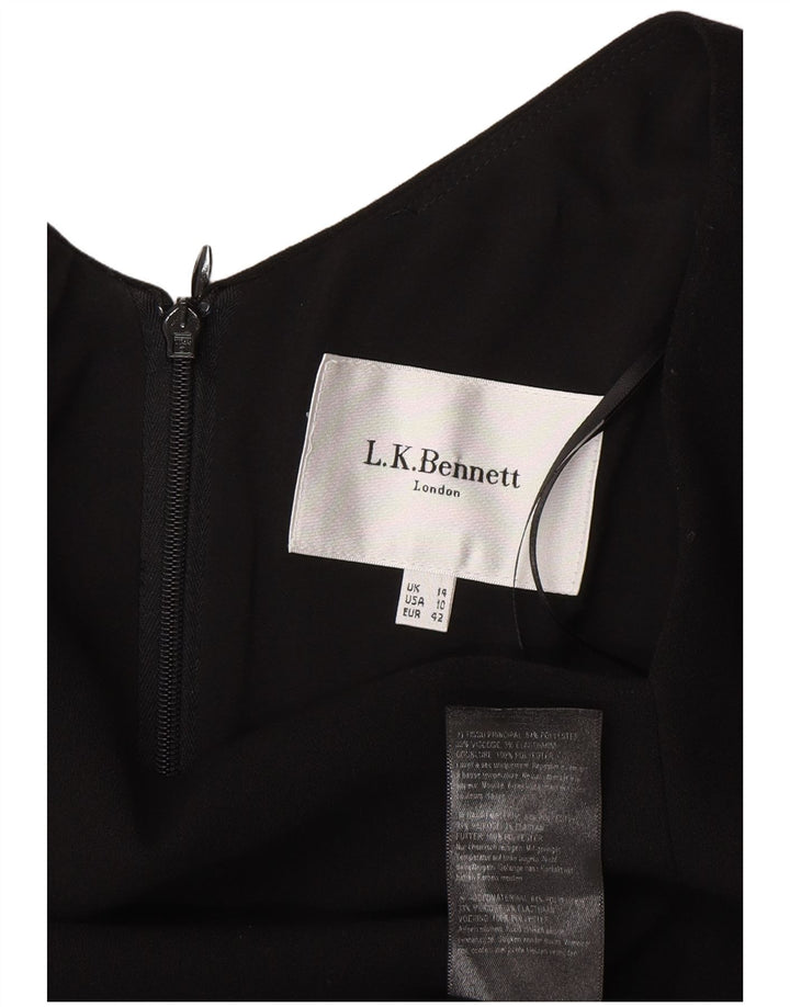L.K. Bennett Dame Langærmet Skede Kjole UK 14 Stor Sort Polyester
