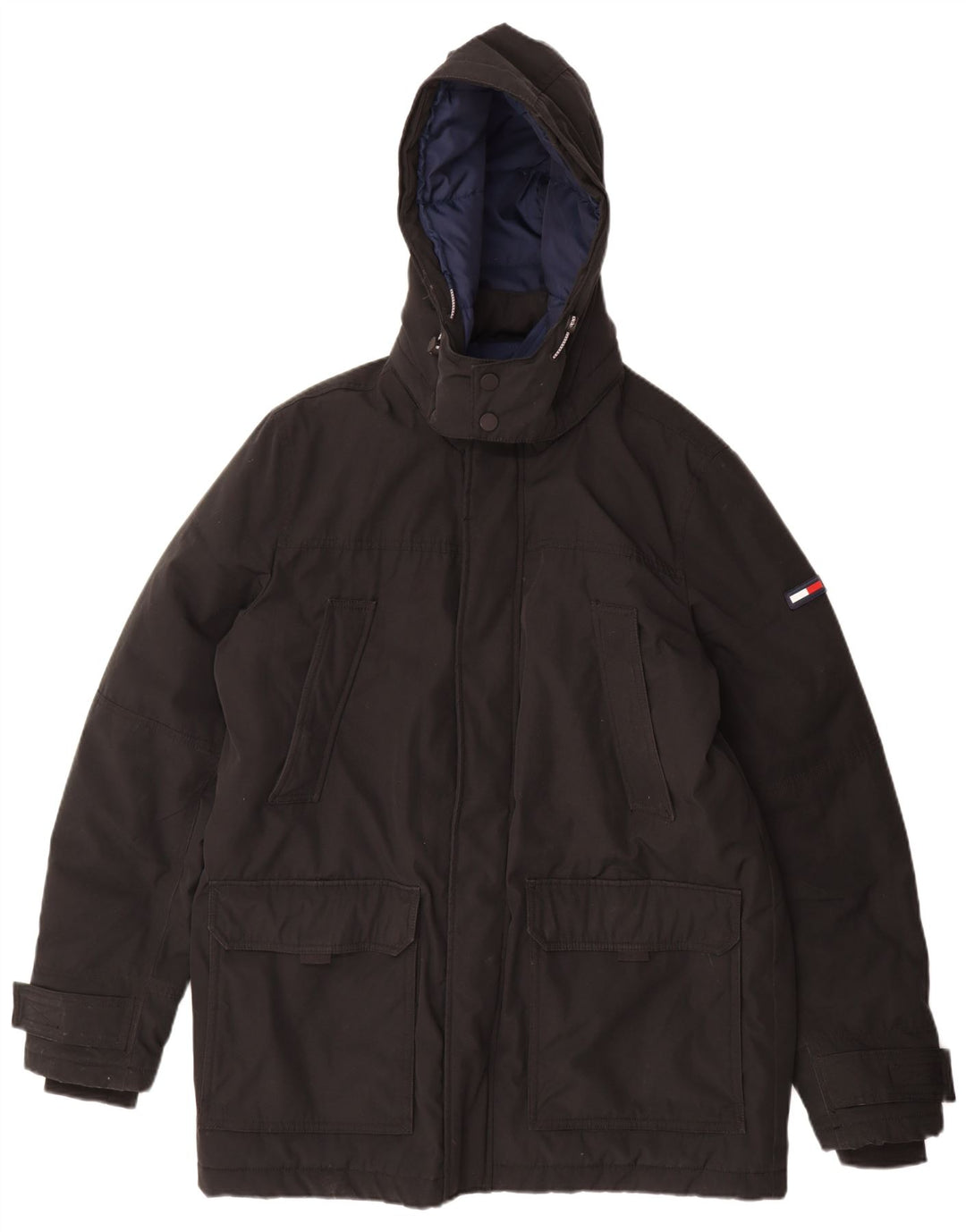 Tommy Hilfiger Herre hættepolstret jakke UK 42 XL Sort Polyester