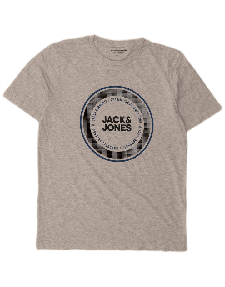 Jack & Jones Herre grafisk T-shirt Top Mellemgrå Flecked Bomuld