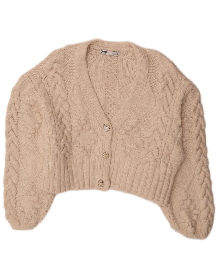 Zara Dame Oversized Jumper Sweater UK 14 Medium Off White Akryl