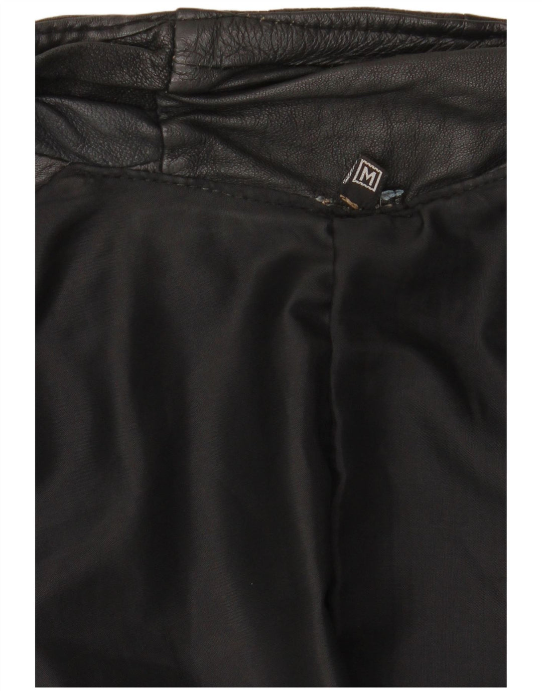 VINTAGE Herre Læder Gilet UK 38 Medium Sort Patchwork