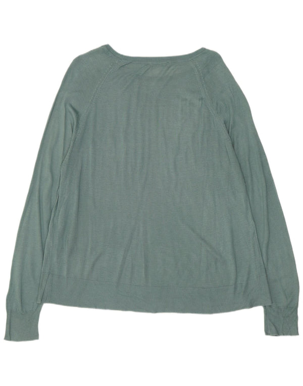 ZARA Dame Boat Neck Jumper Sweater UK 16 Large Green Viscose