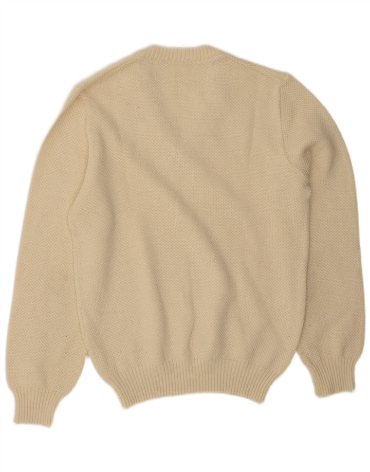 Vintage Herre V-hals sweater IT 50 Medium Off White