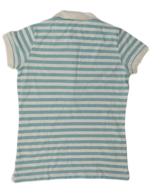 Slam Dame Polo Shirt UK 14 Mellem blå stribet bomuld