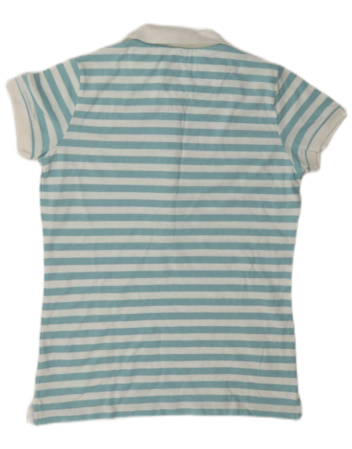 Slam Dame Polo Shirt UK 14 Mellem blå stribet bomuld