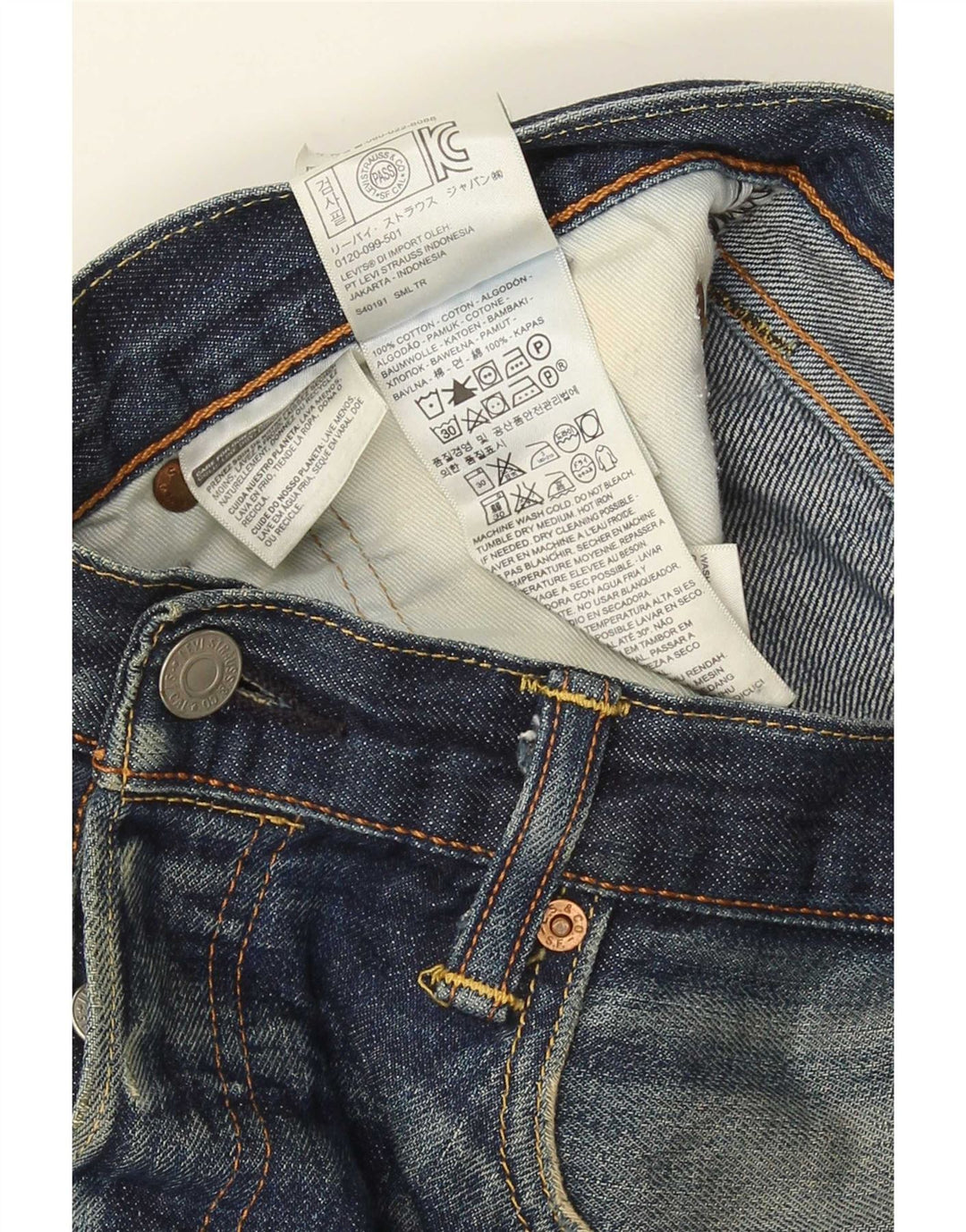Levi's Herre 501 lige jeans W33 L34 Marineblå bomuld