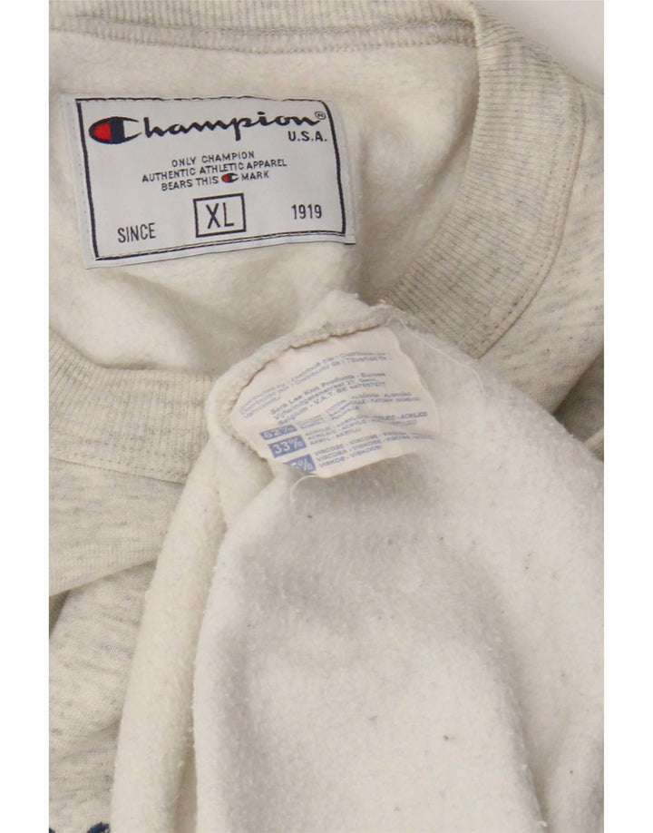 Champion Herre Grafisk Sweatshirt Jumper XL Grå Flecked Bomuld