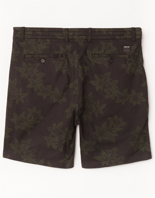 Replay Herre Graphic Chino Shorts W36 Large Black Floral Bomuld
