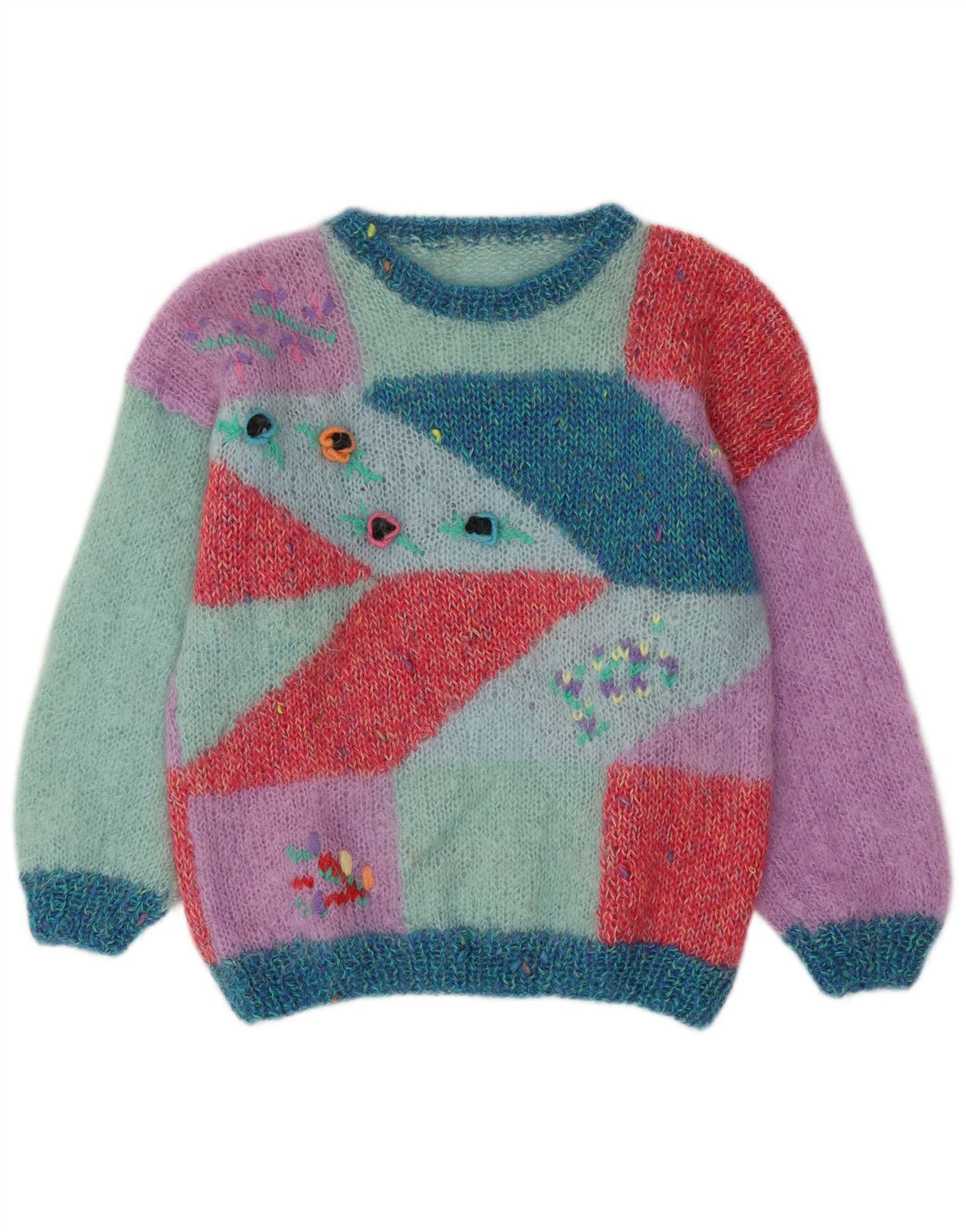 Vintage Dame Crew Neck Jumper Sweater UK 16 Large Multicolor