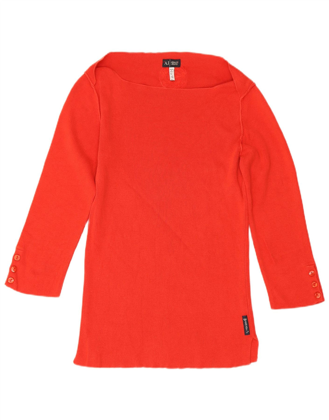 Armani Dame Top 3/4 ærmer UK 12 Medium Rød Bomuld