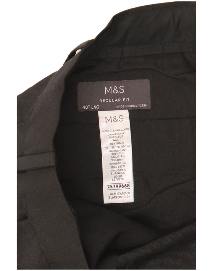 Marks & Spencer Herre Regular Fit Suit Bukser W40 L33 Sort Polyester