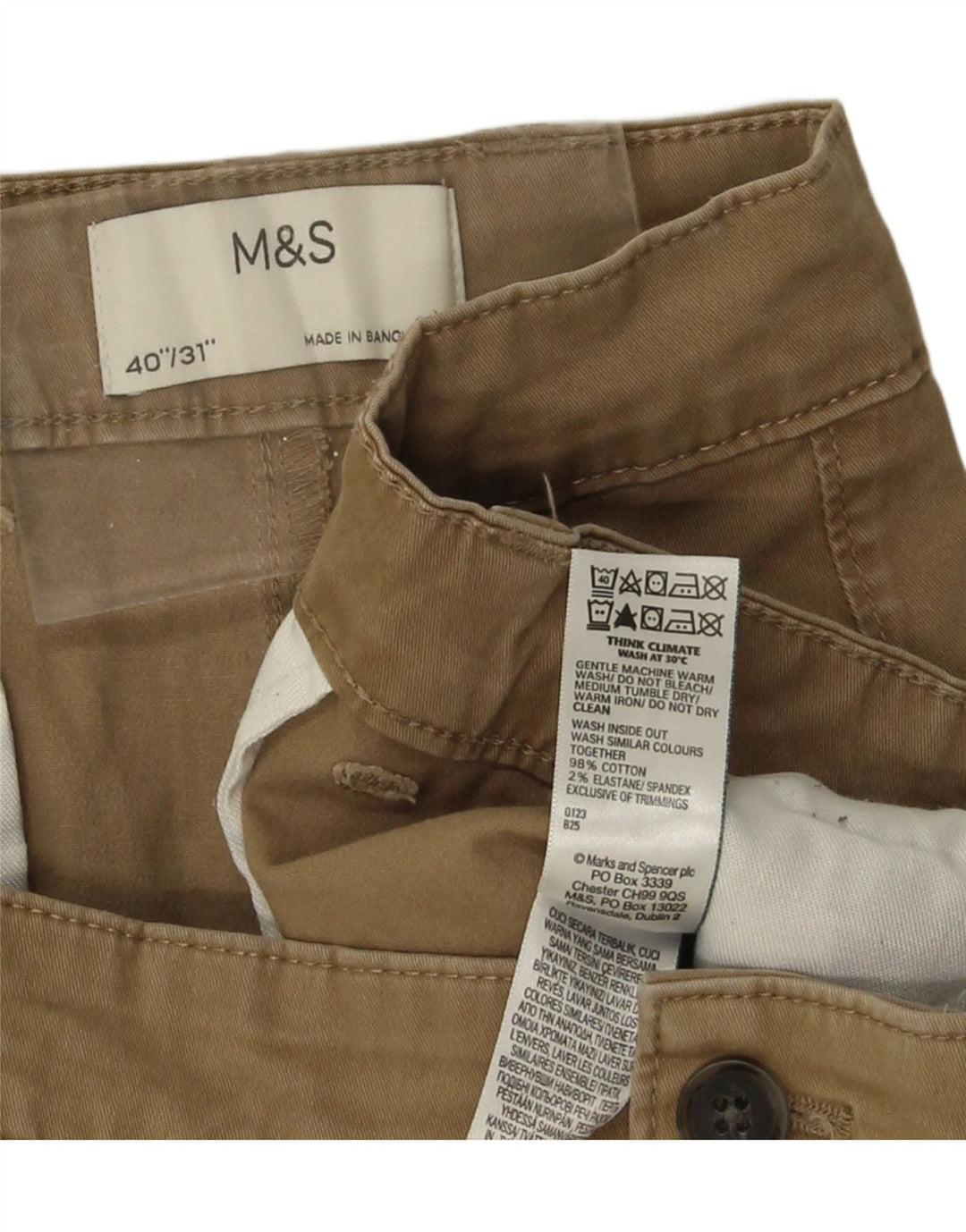 MARKS & SPENCER Mens Pegged Chino Trousers W40 L31 Beige Cotton Vintage Marks & Spencer and Second-Hand Marks & Spencer from Messina Hembry 