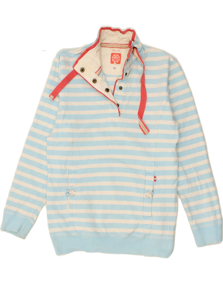 JOULES Womens Loose Fit Button Neck Sweatshirt Jumper UK 10 Small Blue Vintage Joules and Second-Hand Joules from Messina Hembry 