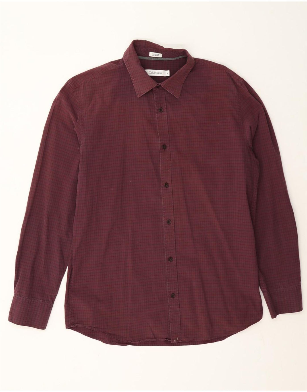 Calvin Klein Herreskjorte Medium Burgundy Gingham Cotton