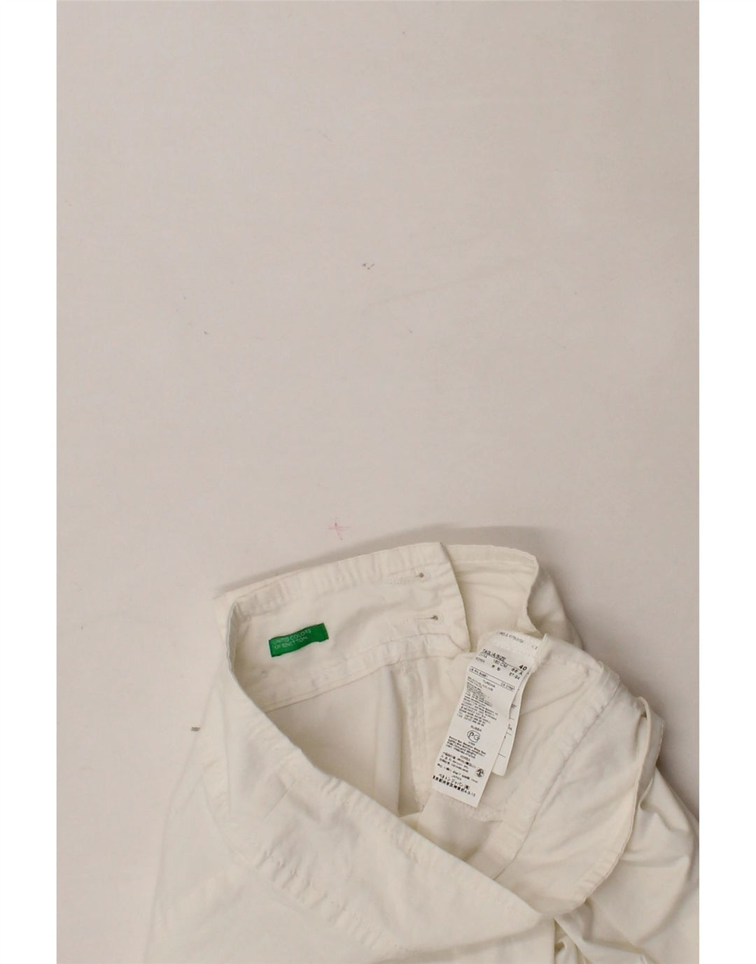 BENETTON Womens Straight Cropped Trousers EU 40 Medium W30 L24 White Vintage Benetton and Second-Hand Benetton from Messina Hembry 