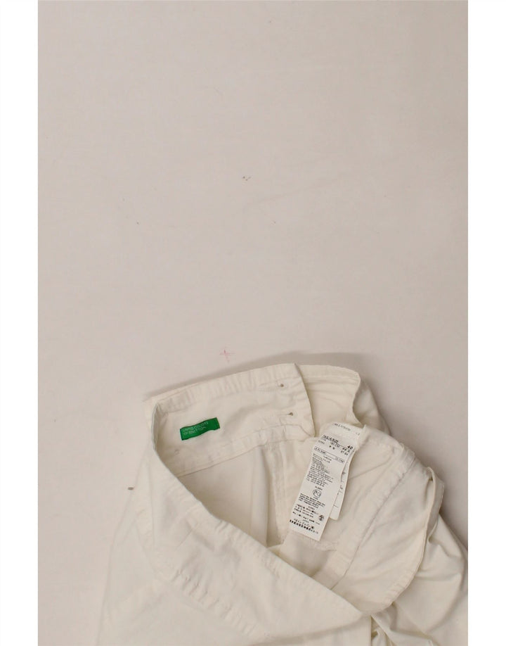 BENETTON Womens Straight Cropped Trousers EU 40 Medium W30 L24 White Vintage Benetton and Second-Hand Benetton from Messina Hembry 