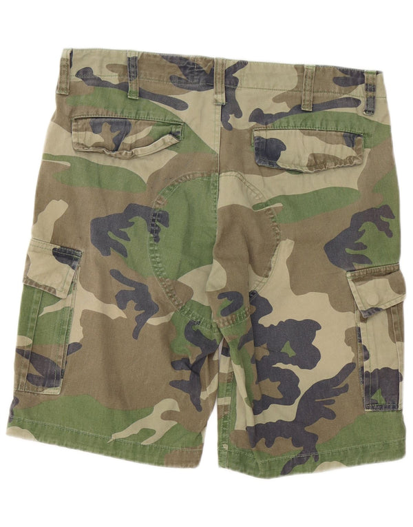 Vintage Herre Cargo Shorts IT 48 Medium W34 Grøn Camouflage Bomuld