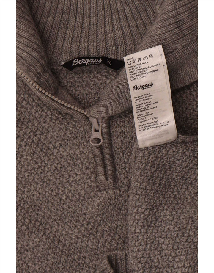 Bergans Herre Zip Neck Jumper Sweater XL Grå Merinould