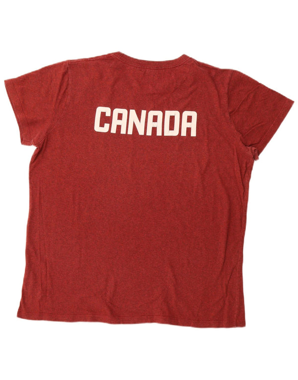 Roots Canada grafisk T-shirt top til kvinder XL Bourgogne Flecked Bomuld