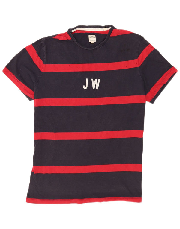 Jack Wills Herre grafisk T-shirt Top Stor marineblå stribet bomuld