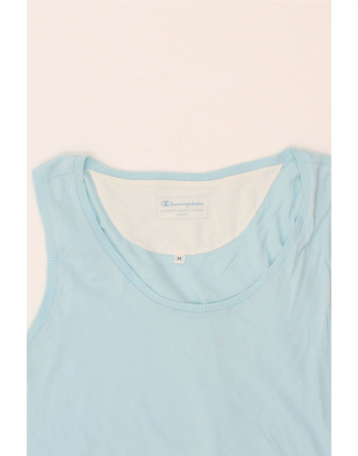 CHAMPION Womens Vest Top UK 14 Medium Blue Cotton Vintage Champion and Second-Hand Champion from Messina Hembry 