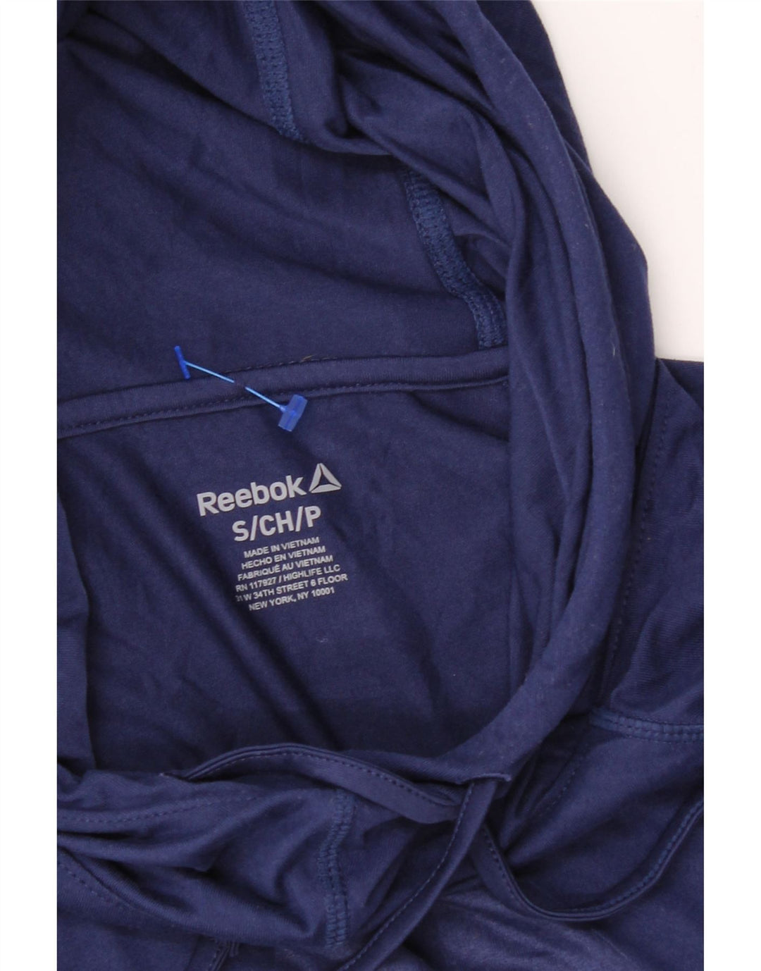 REEBOK Womens Oversized Graphic Hoodie Jumper UK 10 Small Navy Blue Vintage Reebok and Second-Hand Reebok from Messina Hembry 