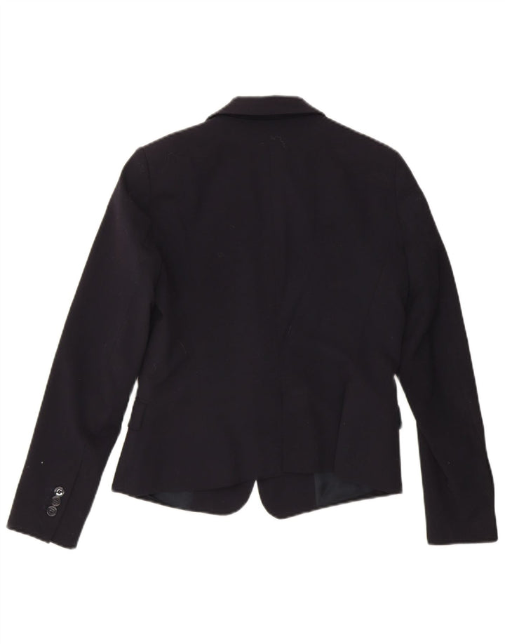 ZARA Womens 1 Button Blazer Jacket UK 12 Medium Navy Blue Polyester