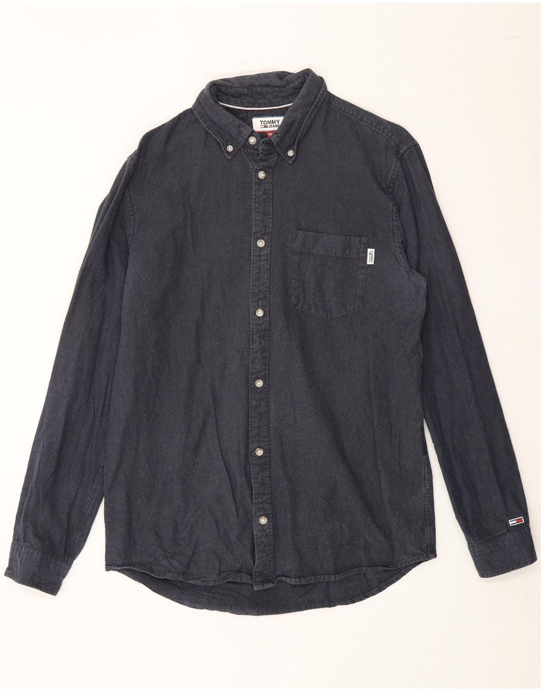 TOMMY HILFIGER Mens Shirt Medium Navy Blue Cotton Vintage Tommy Hilfiger and Second-Hand Tommy Hilfiger from Messina Hembry 