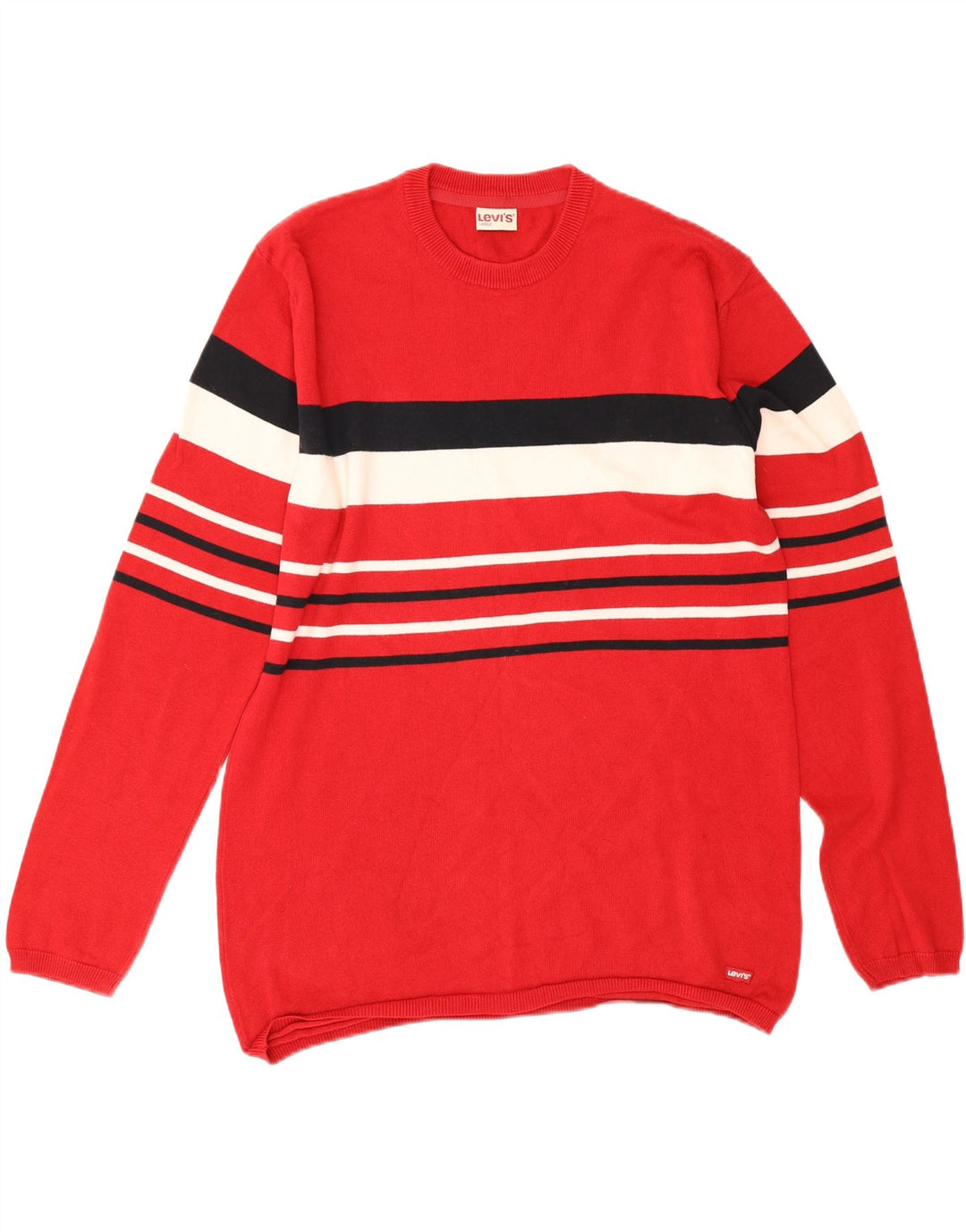 Levi's Herre sweater med rund hals, stor rød stribet bomuld