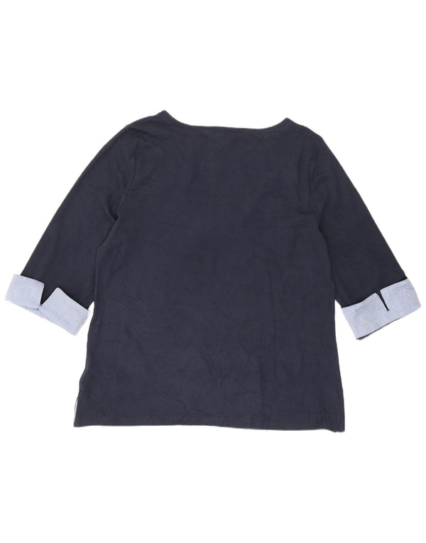 Nautica Dame Top 3/4 ærmer UK 20 2XL Marineblå Colourblock Bomuld