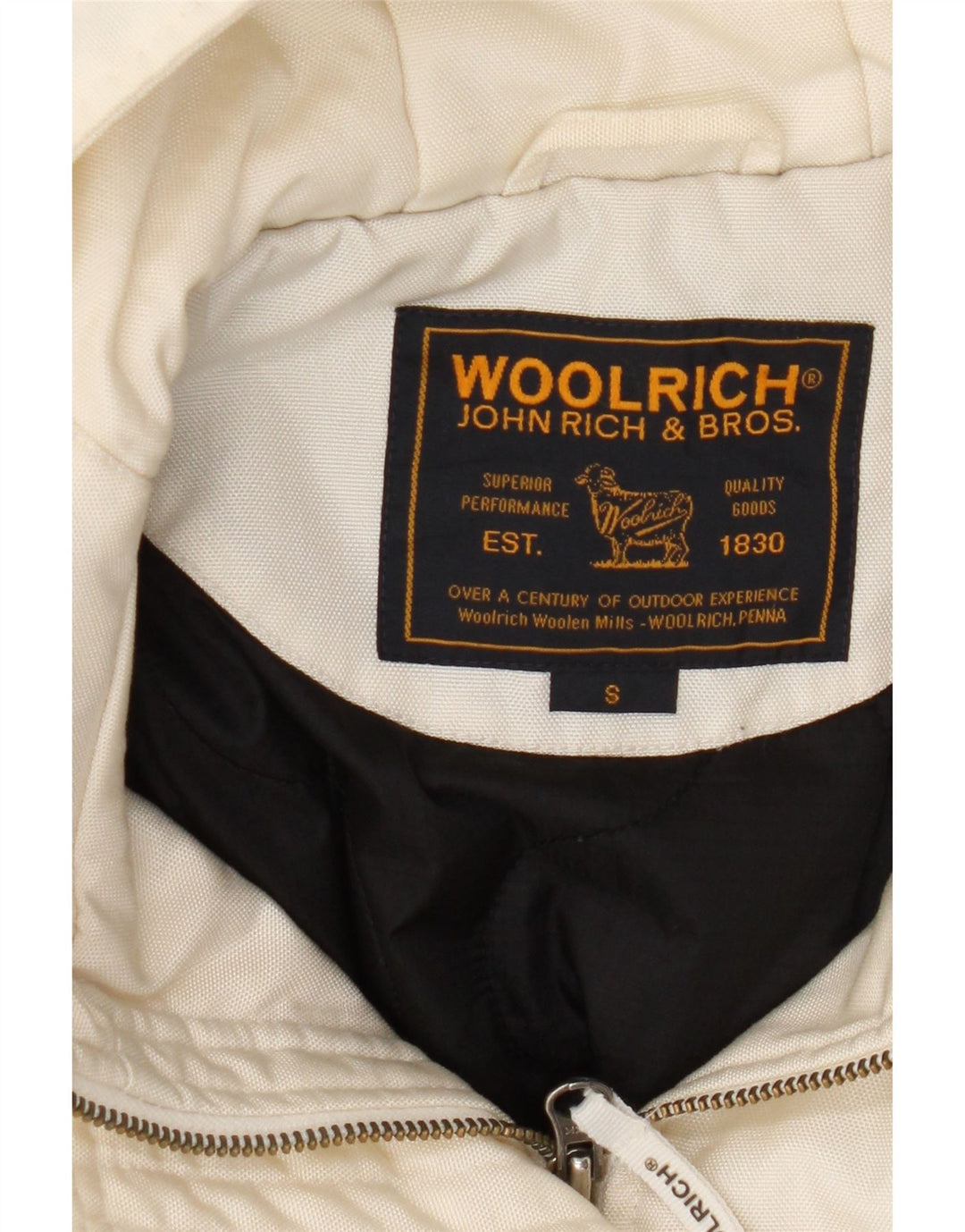 Woolrich Dame Hooded Bomber Jacket UK 10 Small Off White Nylon