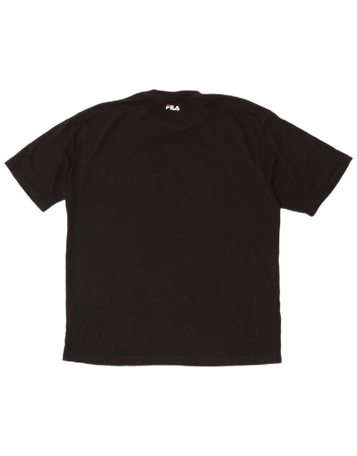 Fila Herre Grafisk T-Shirt Top Medium Sort Bomuld