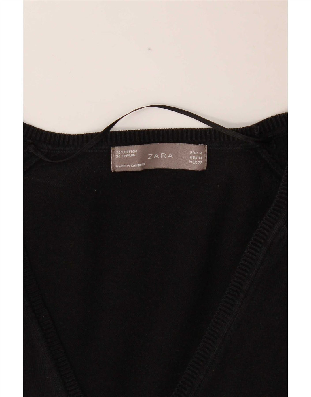 Zara Dame Cardigan Sweater UK 12 Medium Sort Bomuld